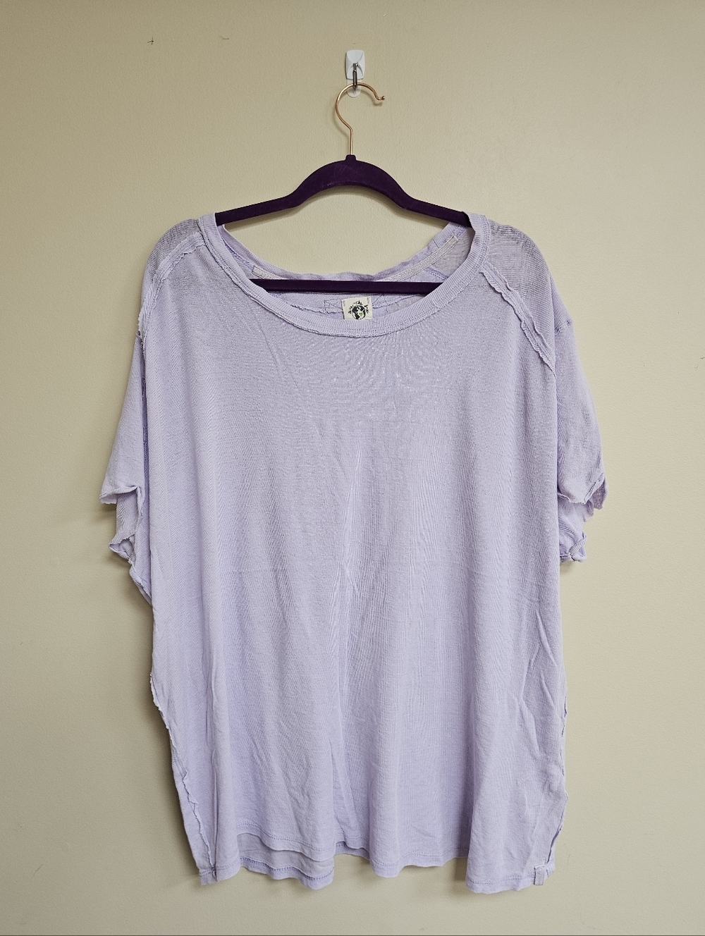 We The Free Flax Linen Cotton Oversized Nova Tee Diffused Orchid Light Purple XL